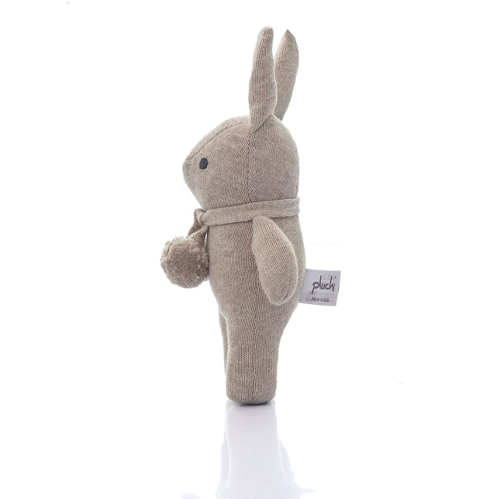 Pluchi Toto Bear Cotton Knitted Stuffed Soft Rattle Toy