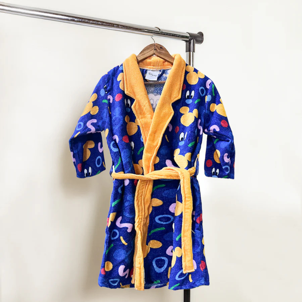 SASSOON Disney Mickey Mouse Printed Cotton Bathrobe for Kids