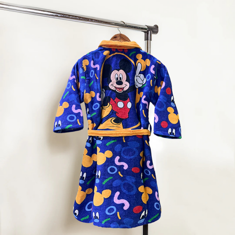 SASSOON Disney Mickey Mouse Printed Cotton Bathrobe for Kids