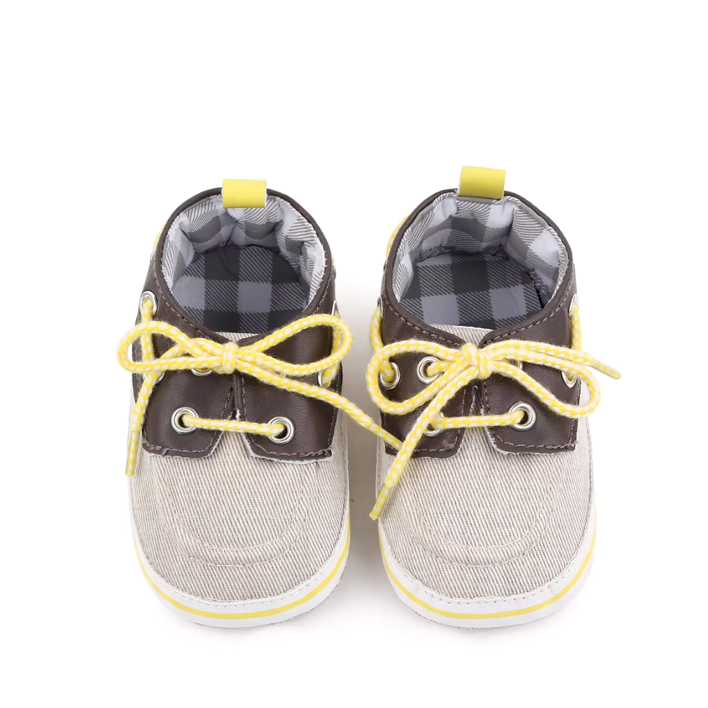 Baby First Walking Shoes Unisex Infant Toddler Soft Anti Slip Canvas Laced-Up Shoes