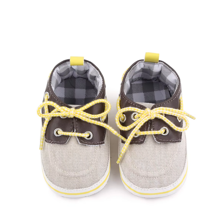 Baby First Walking Shoes Unisex Infant Toddler Soft Anti Slip Canvas Laced-Up Shoes