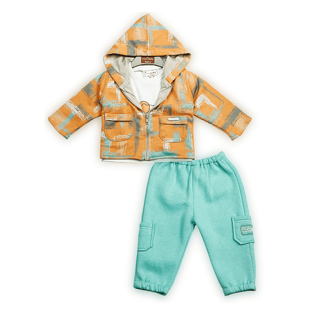 Kids Full Sleeves Solid Color Winter Wear Hooded Suit with Pocket