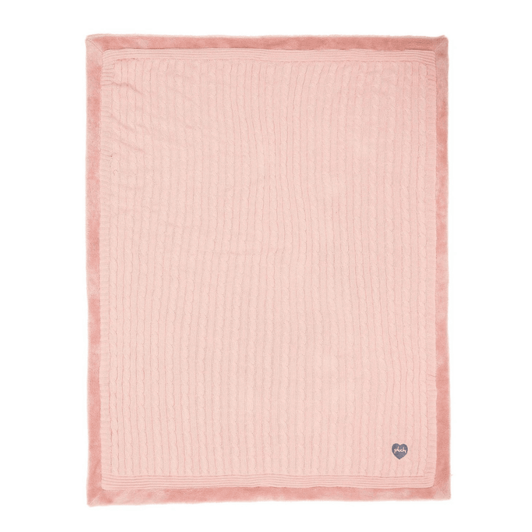 PLUCHI-BABY BLANKET Baby Pink Cotton Knitted Blanket With Faux Fur Back For Babies