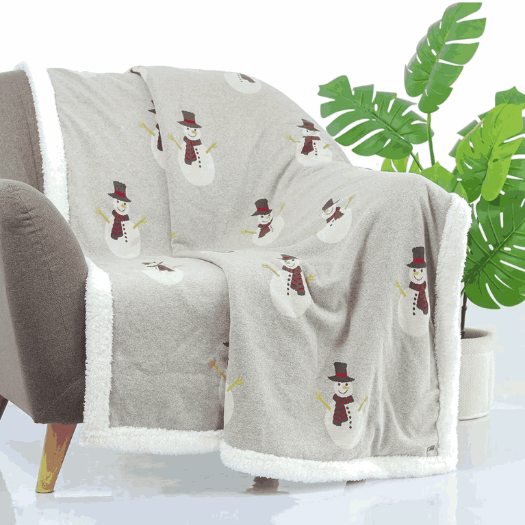 PLUCHI-BABY BLANKET SNOWMAN SHERPA Cotton Knitted Blanket For Kids For Use In All Seasons (2 to 4 Years for Kids)