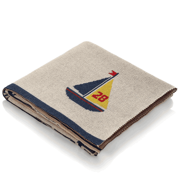 PLUCHI-AC BLANKET MICKEY ON SAIL BOAT 100% Cotton Knitted All Seasons AC Blanket for Babies in Multi Color (0-18 Months)