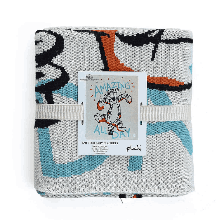 PLUCHI-AC BLANKET WINNIE THE POOH TIGER Disney Cotton Knitted AC Blanket For Baby / Infant / New Born For Use In All Seasons (0-18 Months)