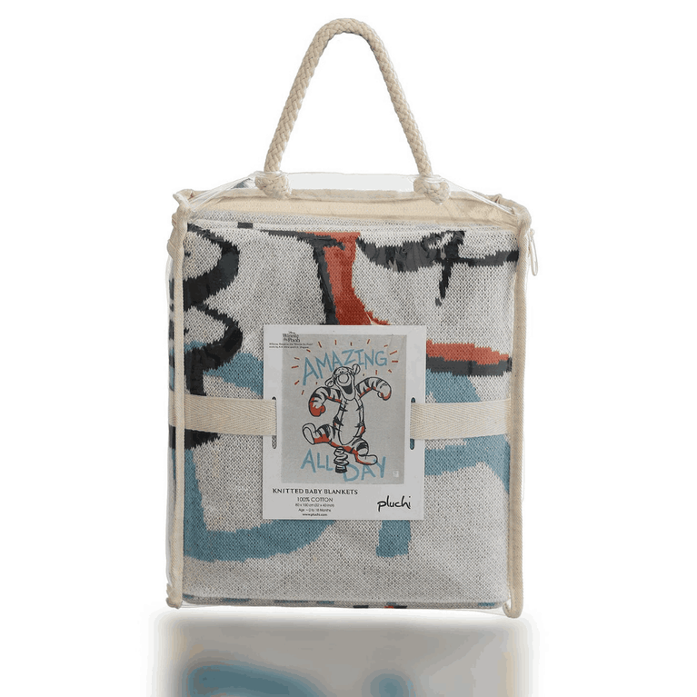 PLUCHI-AC BLANKET WINNIE THE POOH TIGER Disney Cotton Knitted AC Blanket For Baby / Infant / New Born For Use In All Seasons (0-18 Months)