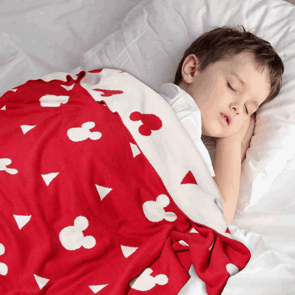 PLUCHI-AC BLANKET MICKEY LOVES Disney Cotton Knitted Throw / AC Blanket For Kids For Use In All Seasons (2 to 4 Years for Kids)