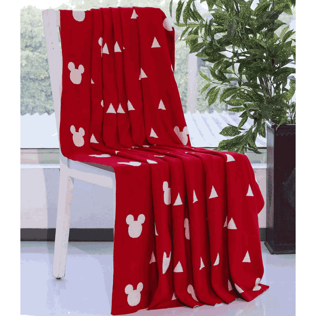 PLUCHI-AC BLANKET MICKEY LOVES Disney Cotton Knitted Throw / AC Blanket For Kids For Use In All Seasons (2 to 4 Years for Kids)