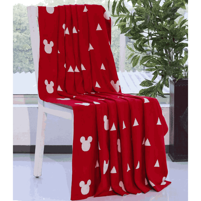 PLUCHI-AC BLANKET MICKEY LOVES Disney Cotton Knitted Throw / AC Blanket For Kids For Use In All Seasons (2 to 4 Years for Kids)