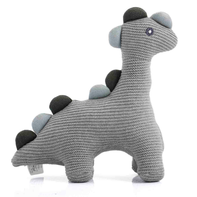 Pluchi Little Dino Cotton Knitted Stuffed Soft Toy- Light Grey