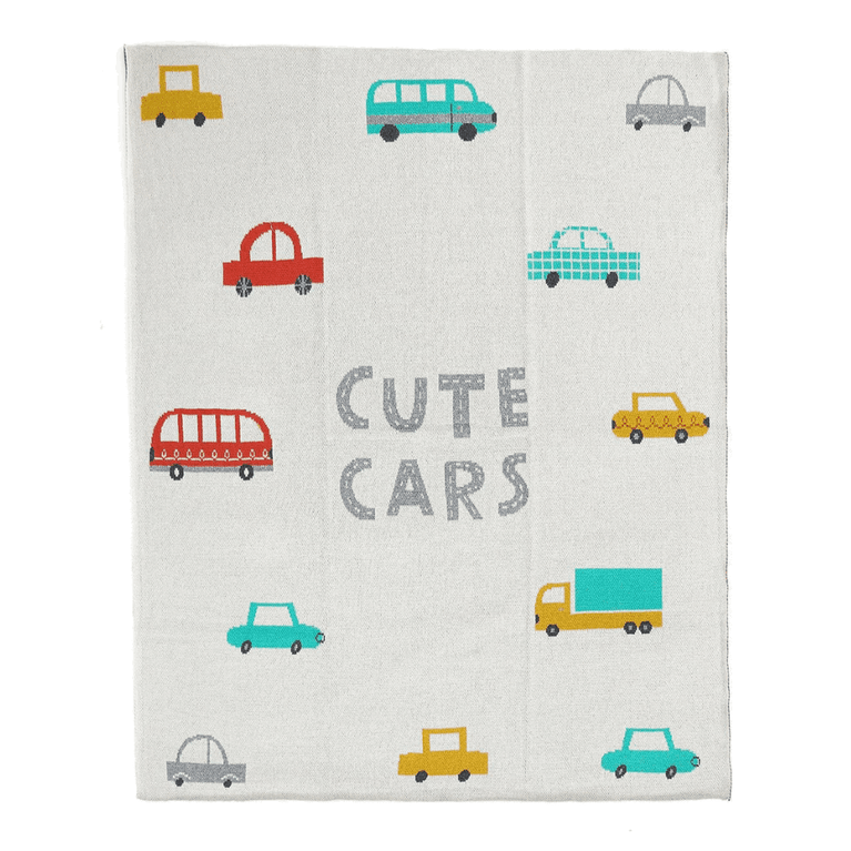 PLUCHI-BABY BLANKET CUTE CARS Natural & Multi Color Cotton Blanket For Baby / Infant / New Born For Use In All Seasons