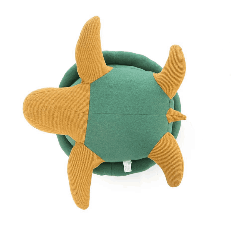 Pluchi Pokey Turtle Cotton Knitted Stuffed Soft Toy - Green & Mustard