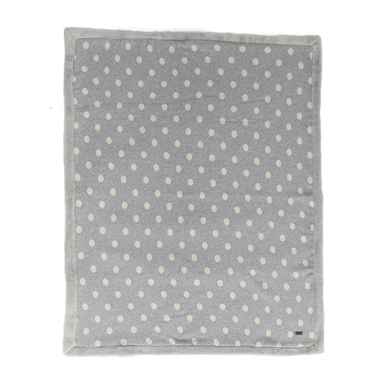 PLUCHI-BABY BLANKET DOTS PRINT Cotton Knitted Blanket with Faux Fur Back for Babies