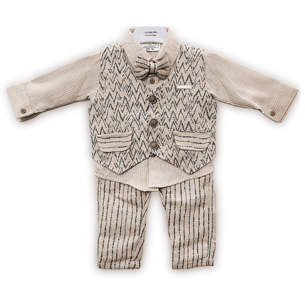 Infant full Sleeves Printed Shirt & pant Set with Waist Coat