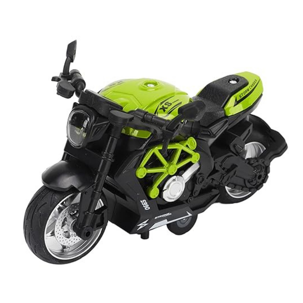 Pullback Motorcycle Toy with Music and Lights, Latte Design, for Boys Ages 3-8