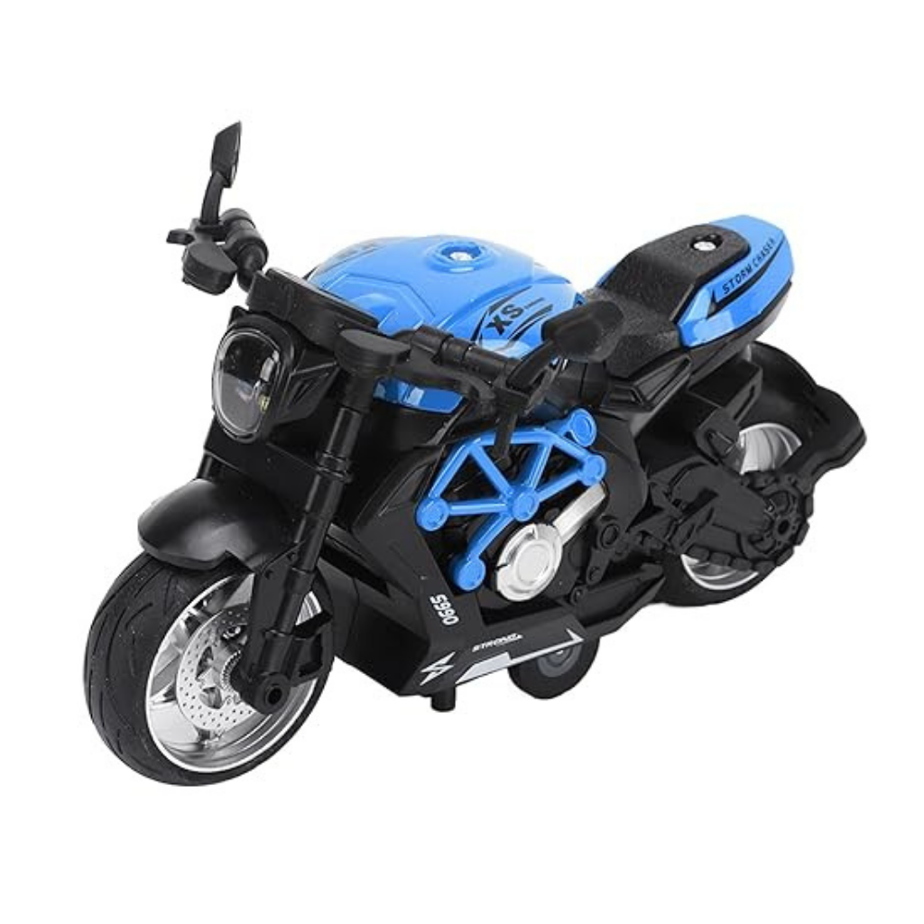 Pullback Motorcycle Toy with Music and Lights, Latte Design, for Boys Ages 3-8