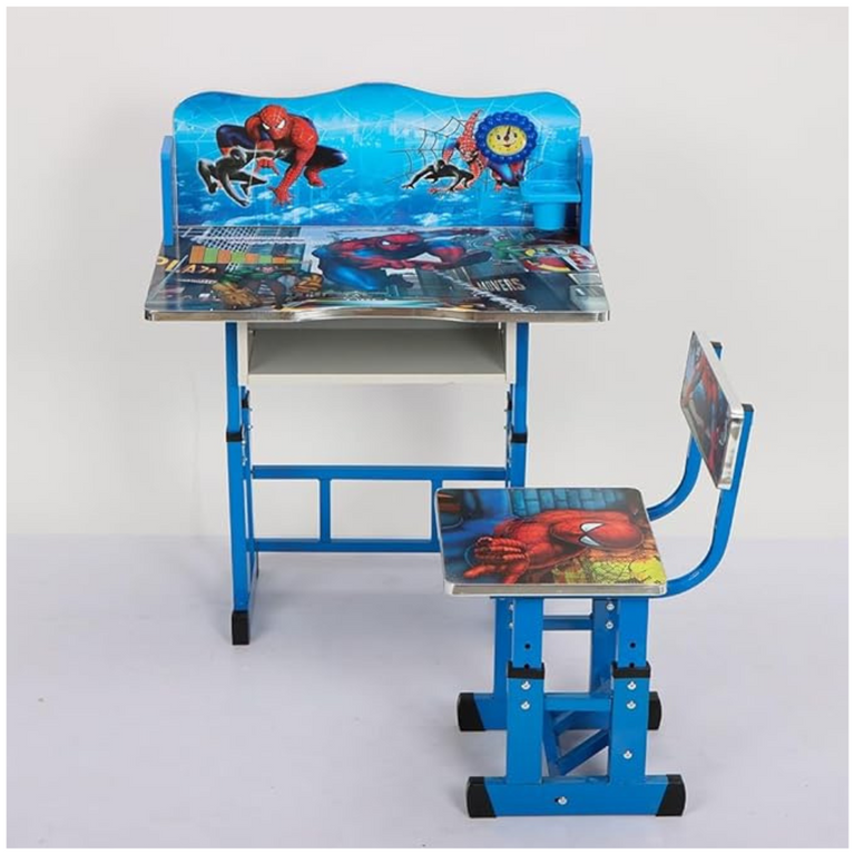Wolf-Patented Multi-Functional Kids Study Table Chair Set with Adjustable Height-(SPIDERMAN)