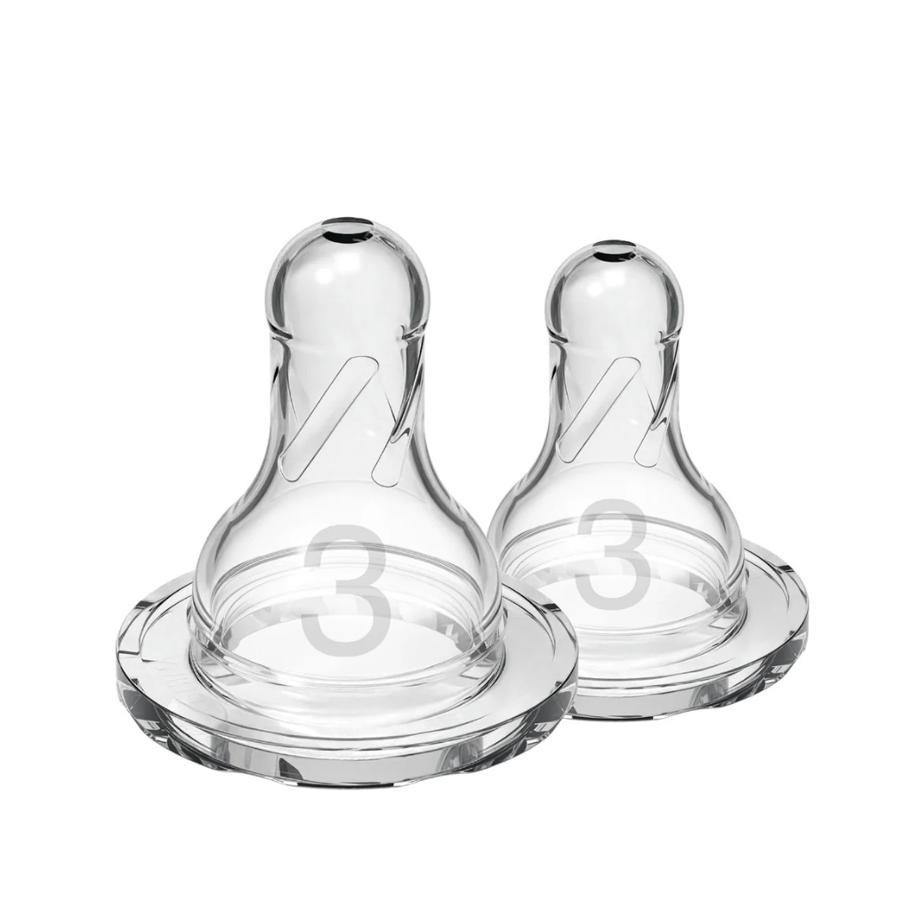 Dr. Brown's Silicone Natural Flow Level 3 Narrow Nipple (Clear) - Set of 2