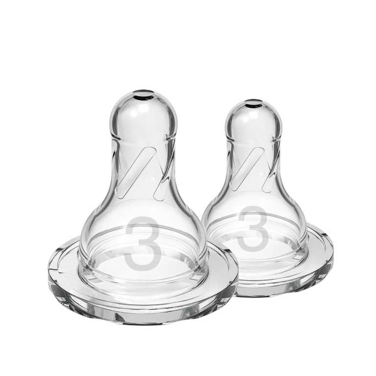 Dr. Brown's Silicone Natural Flow Level 3 Narrow Nipple (Clear) - Set of 2