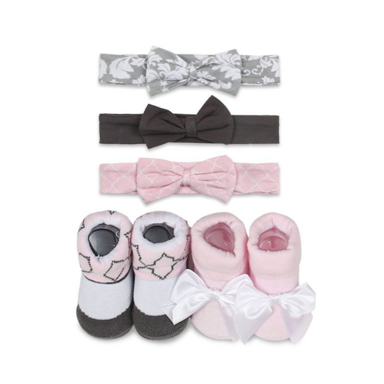BABY HAIRBAND WITH SOCKS DAMASK