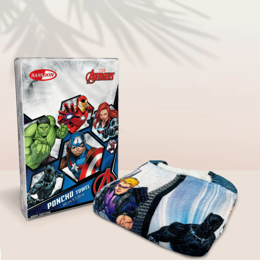 SASSOON Avengers Kids Hooded Poncho in 400 GSM