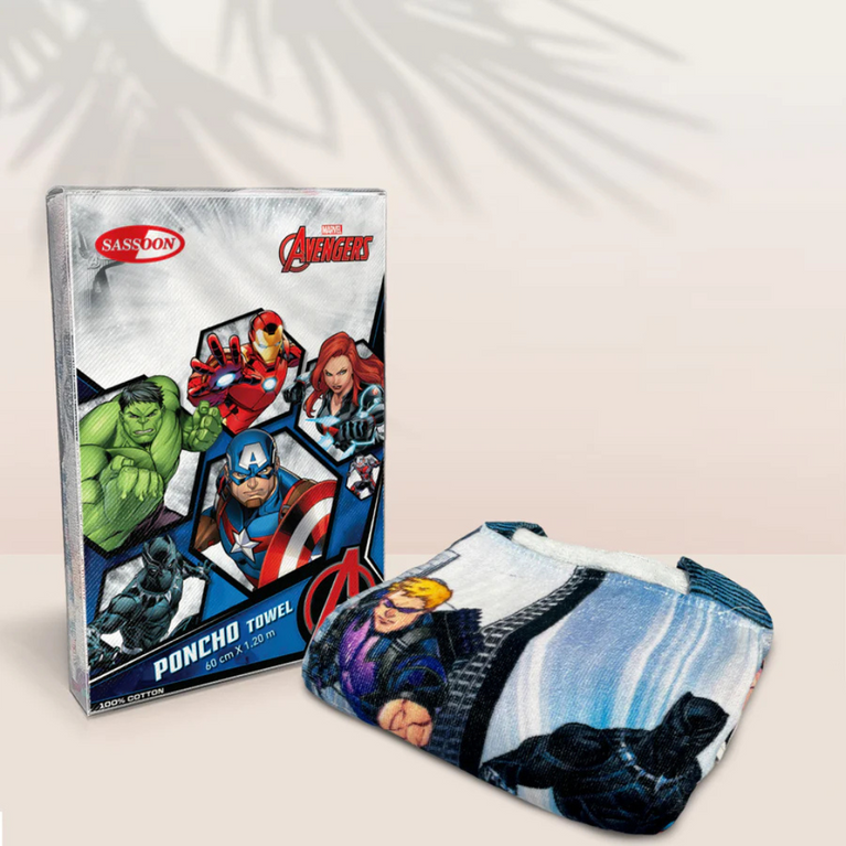 SASSOON Avengers Kids Hooded Poncho in 400 GSM