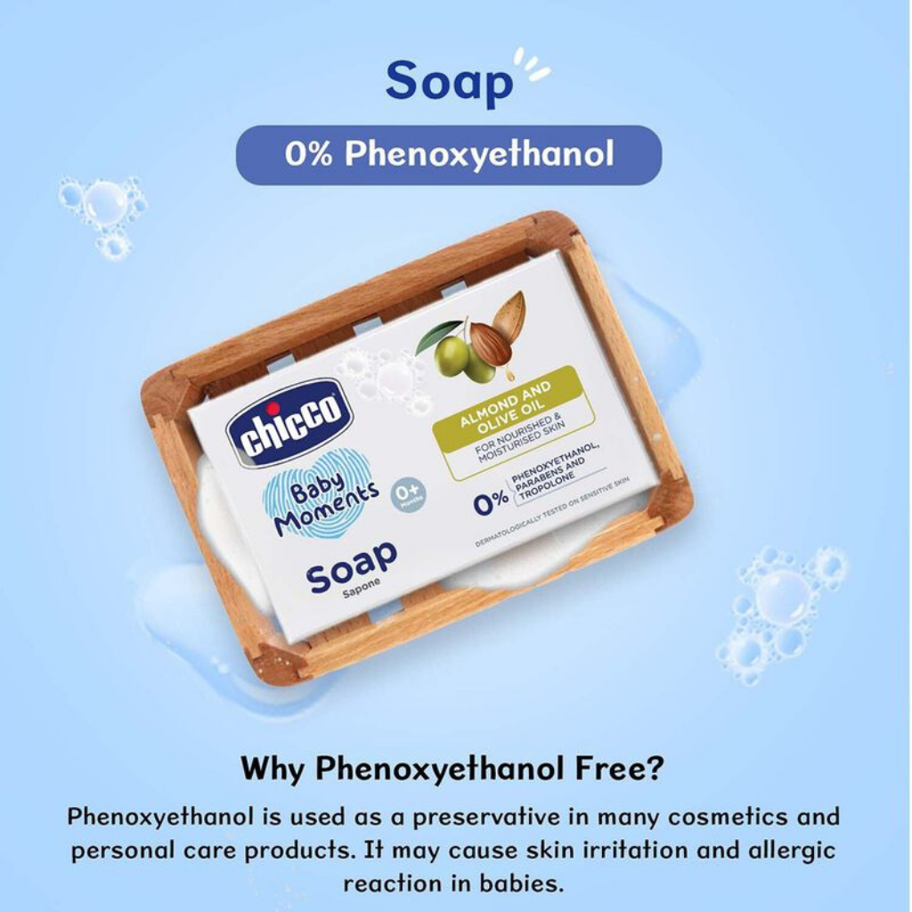 Chicco Baby Moments Almonds and Olive Oil Soap - 125 gm Each (Pack of 4)