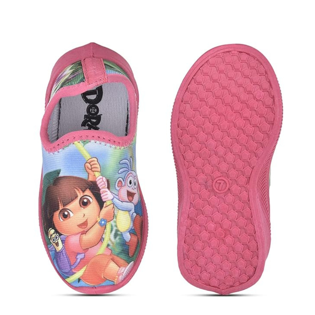 Toothless Nickelodeon Dora The Explorer Printed Lycra Casual Shoes For Kids- Pink