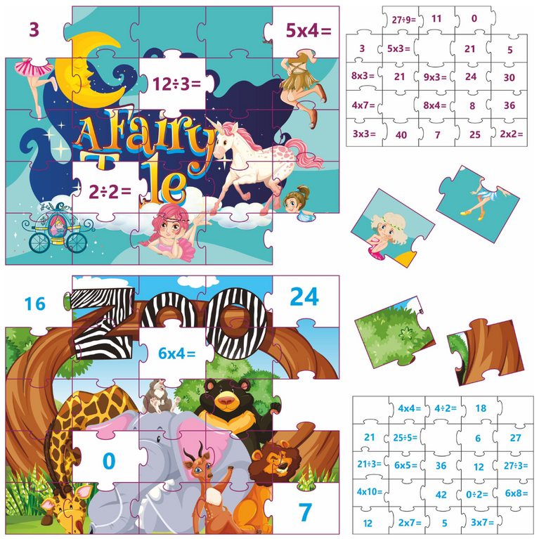 Alyna- 4 in 1 Basic Jigsaw Puzzle for Kids 3+ Age,50 Piece Puzzle with 2 Picture Sheets