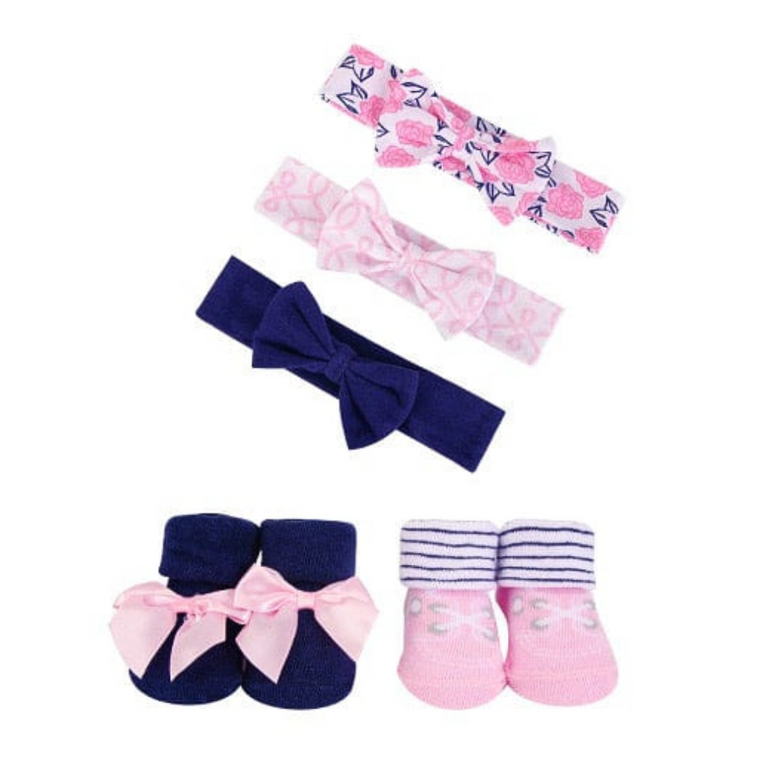 BABY HAIRBAND WITH SOCKS DAMASK