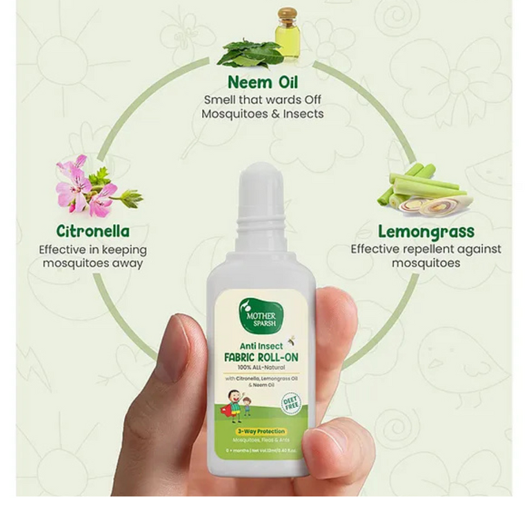 Mother Sparsh Baby Natural Mosquito Repellent Fabric Roll-on - 12 ml