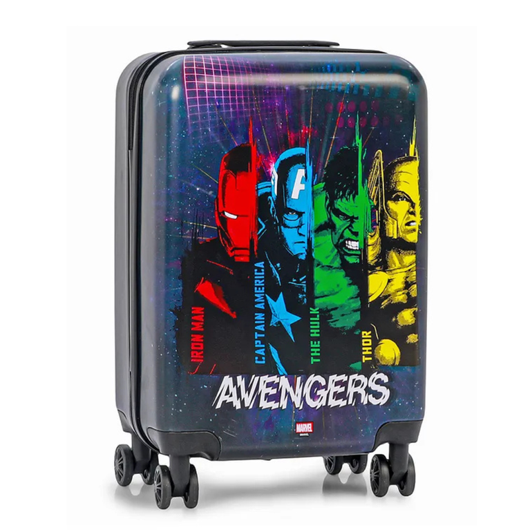 STRIDERS- Avengers Printed Luggage Bag with Spinner Wheels Durable Travel Suitcase Black