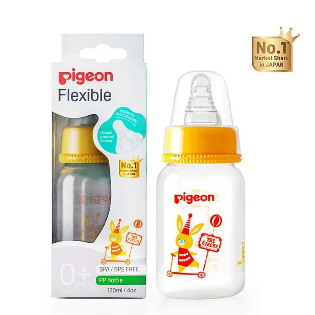 Pigeon Anti-Colic Slim Bunny Feeding Peristaltic Clear Nursing Bottle S - 120 ml