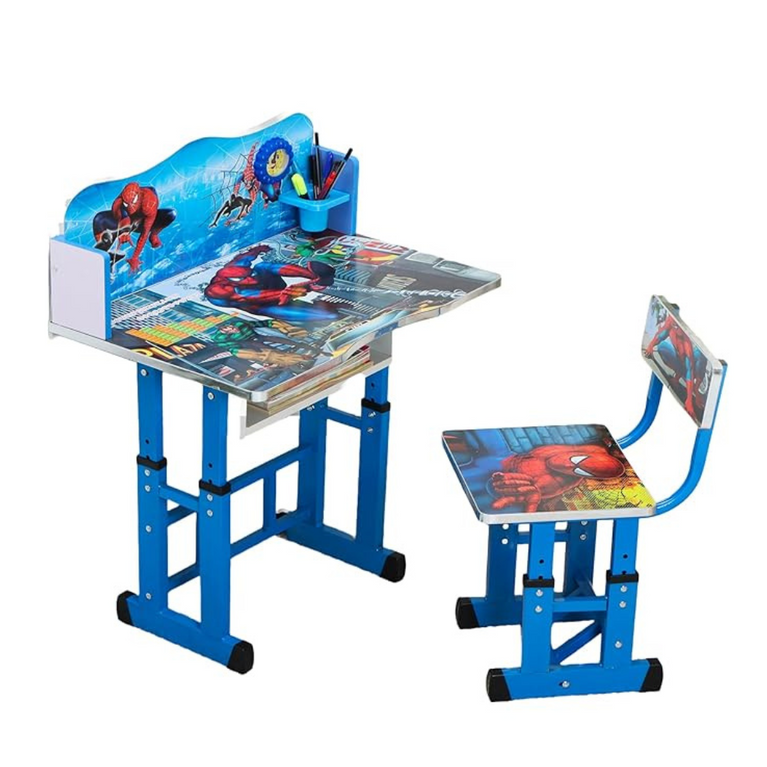 Wolf-Patented Multi-Functional Kids Study Table Chair Set with Adjustable Height-(SPIDERMAN)