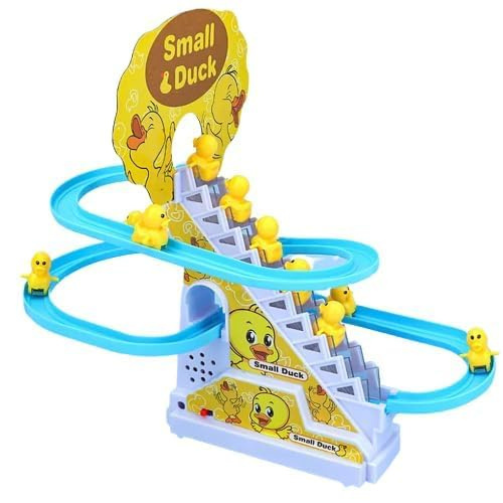 Nino's Duck Track Toy with Lights & Music – Stair Climbing Escalator Playset with 3 Ducks