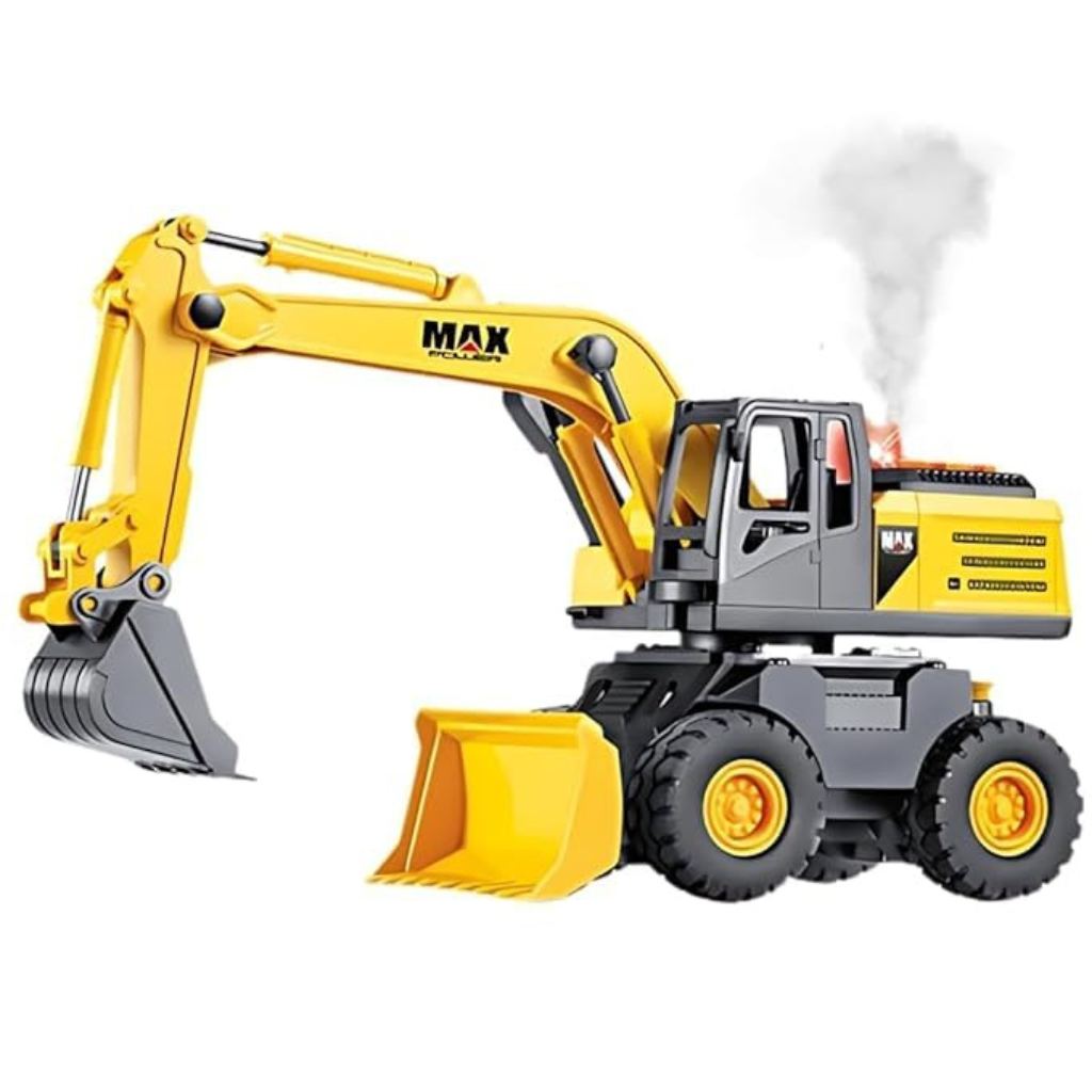 Nino's Oversized Excavator Toy Truck with Lights, Music & Smoke (Yellow)