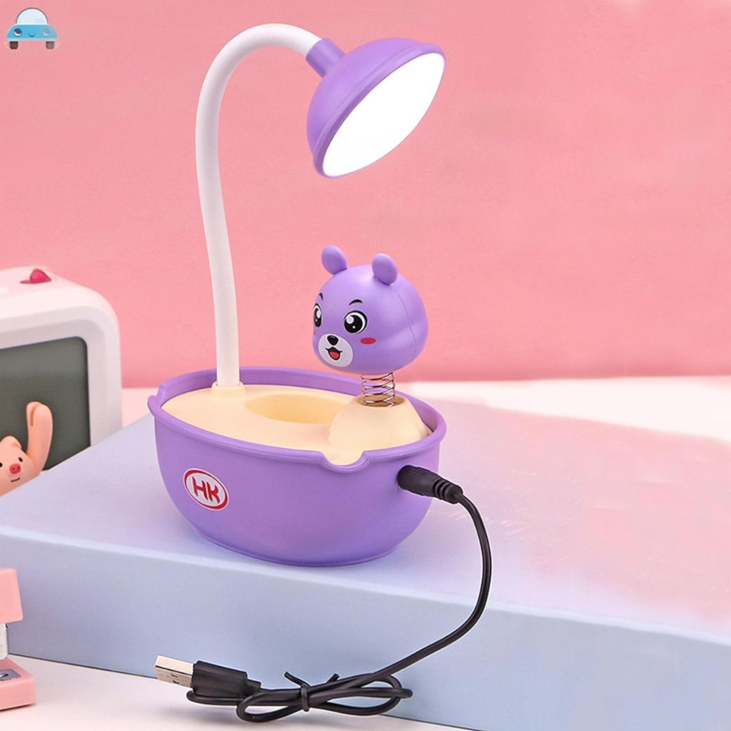 Nino's World Cute Bear LED Desk Lamp – Purple, 15 cm