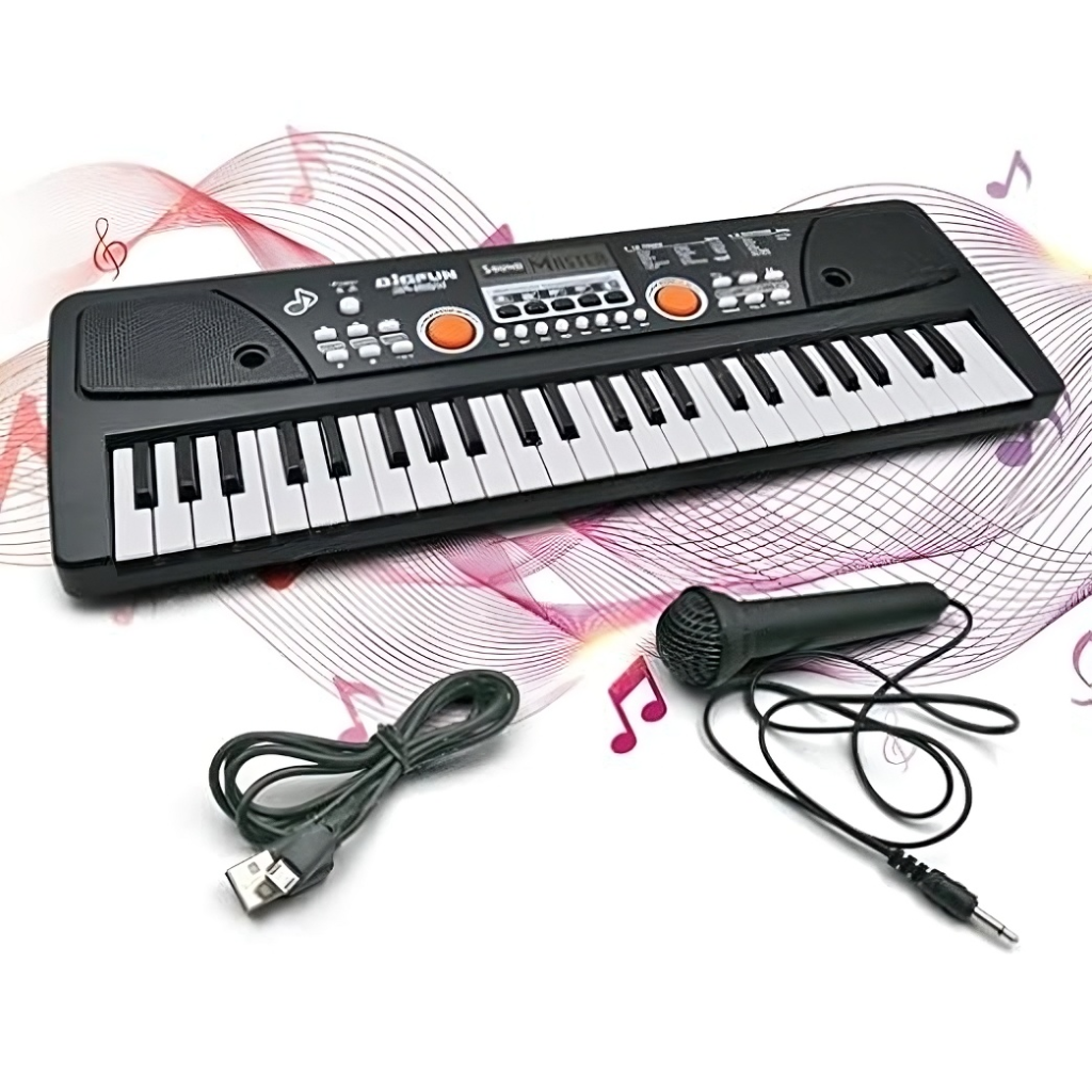 NINOS 49-Key Digital Piano Keyboard with Microphone – Portable Electronic Organ