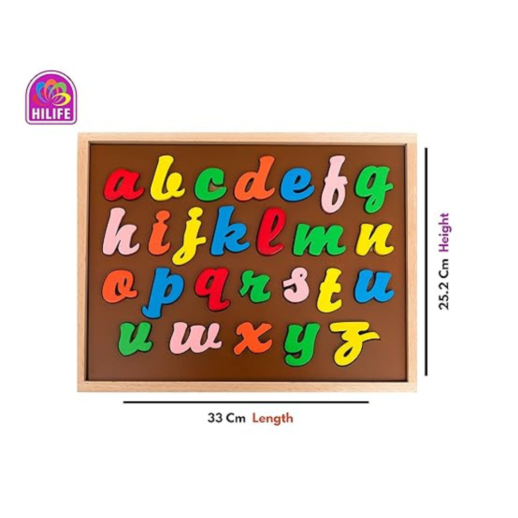 HILIFE - English Alphabet Puzzle 3-Layers Cursive Writing | Wooden ABC Letters Colorful Educational Puzzle Toy