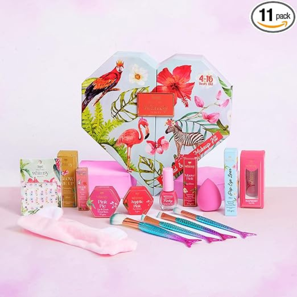 Whimsy 15-Piece Organic Makeup Kit for Kids, Preteens & Teen Girls ,Skin-Friendly Real Toy Makeup for Children