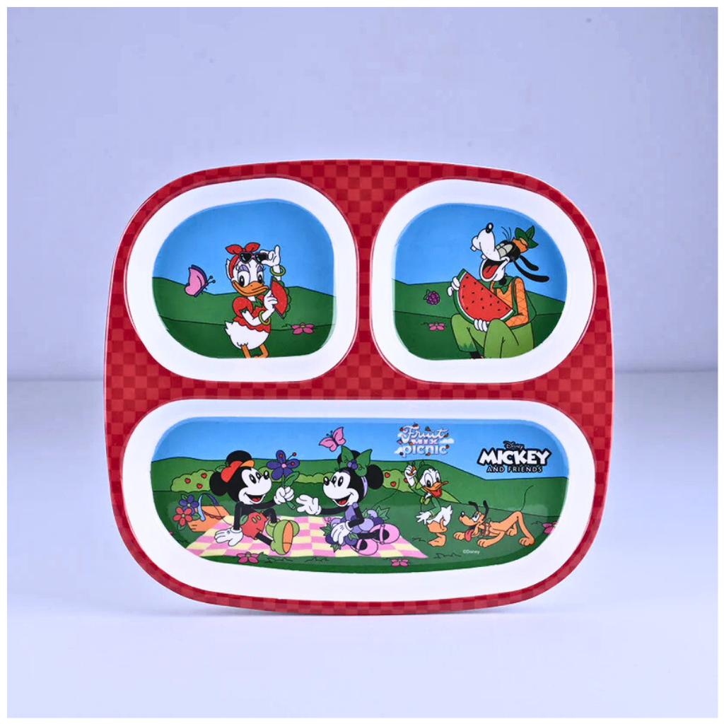Servewell Mickey Theme 3 Section Plate with Fork & Spoon - Multicolor