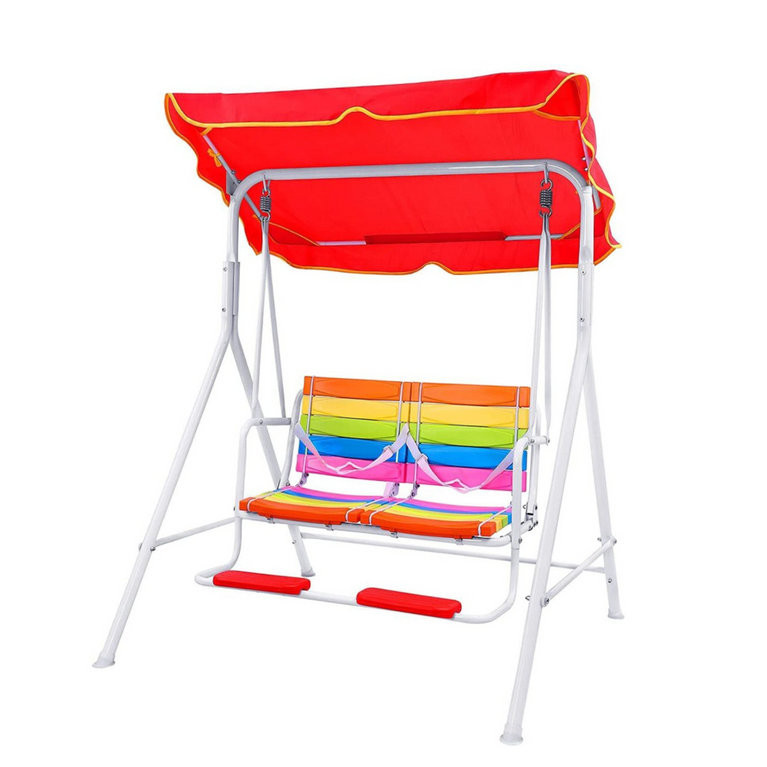 Sohum Children Rainbow Garden Comfy Swing with Canopy Roof for Kids Indoor Outdoor-Multicolour