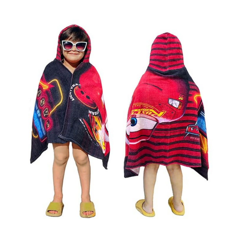 SASSOON Disney Pixar Cars Kids Hooded Poncho Towel in 400 GSM