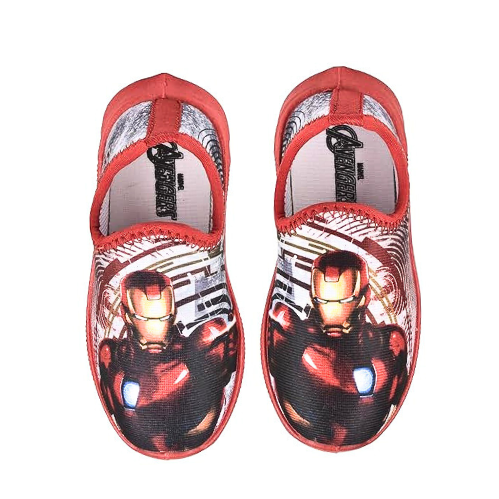 Toothless Avengers Iron Man Printed Lycra Casual Shoes For Kids- Red