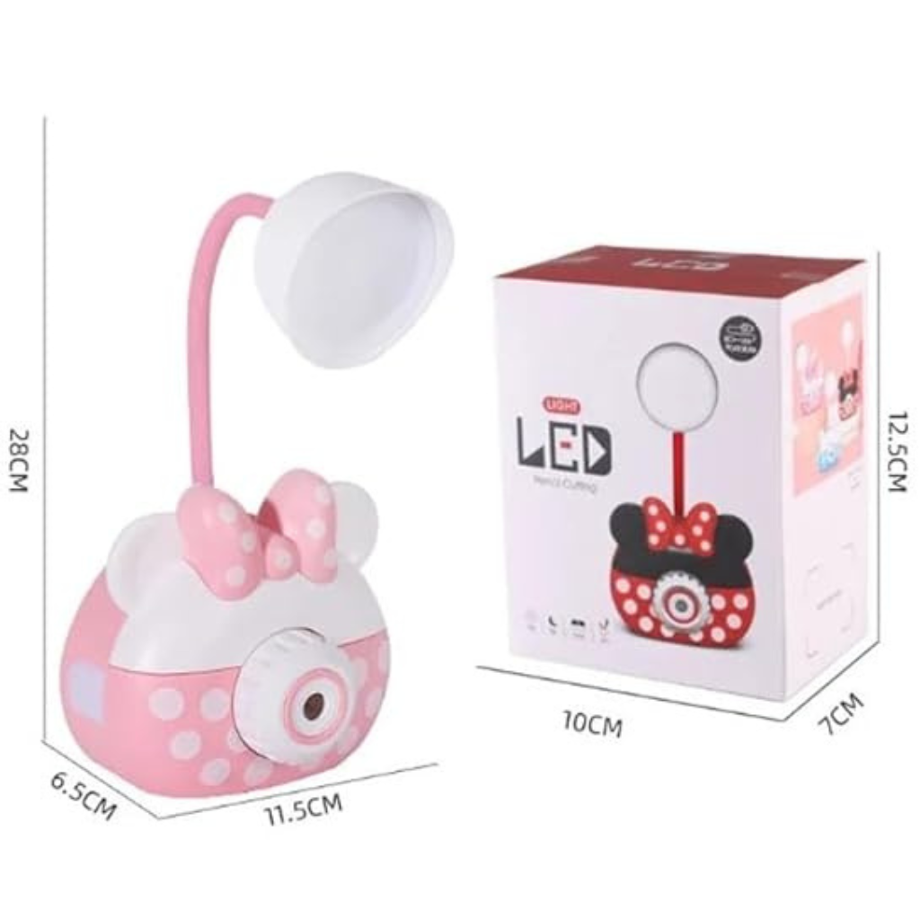 Nino's World Kids LED Study Lamp – Pink Polka Dot Bow Design
