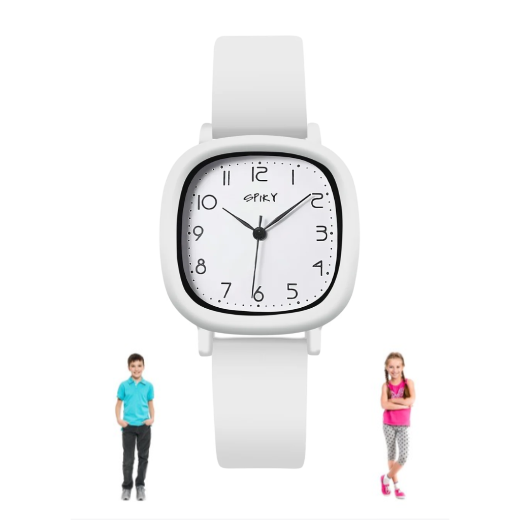SPIKY Premium Square Casual Analogue Wrist Watches for Boys & Girls - White