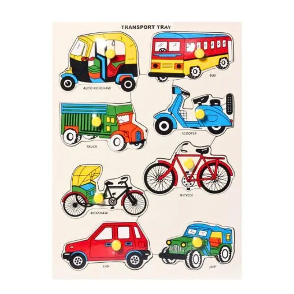 Little Genius Wooden Transport Tray knob Puzzle