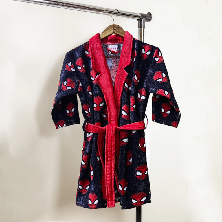 SASSOON Spiderman Printed Cotton Bathrobe for Kids