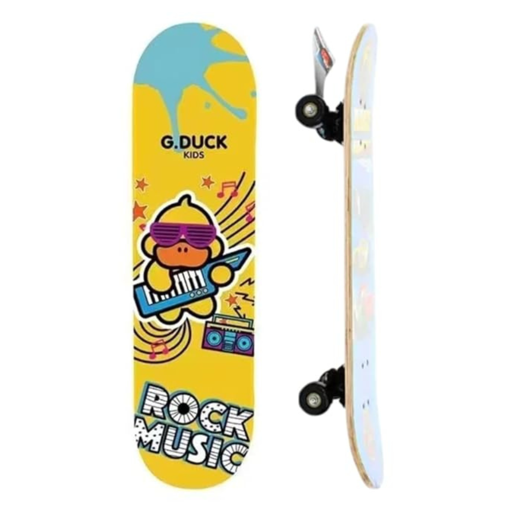 Ninos Worlds 7-Layer Maple Skateboard –Beginner Retro Longboard for Kids & Teens (Duck Rock Music)
